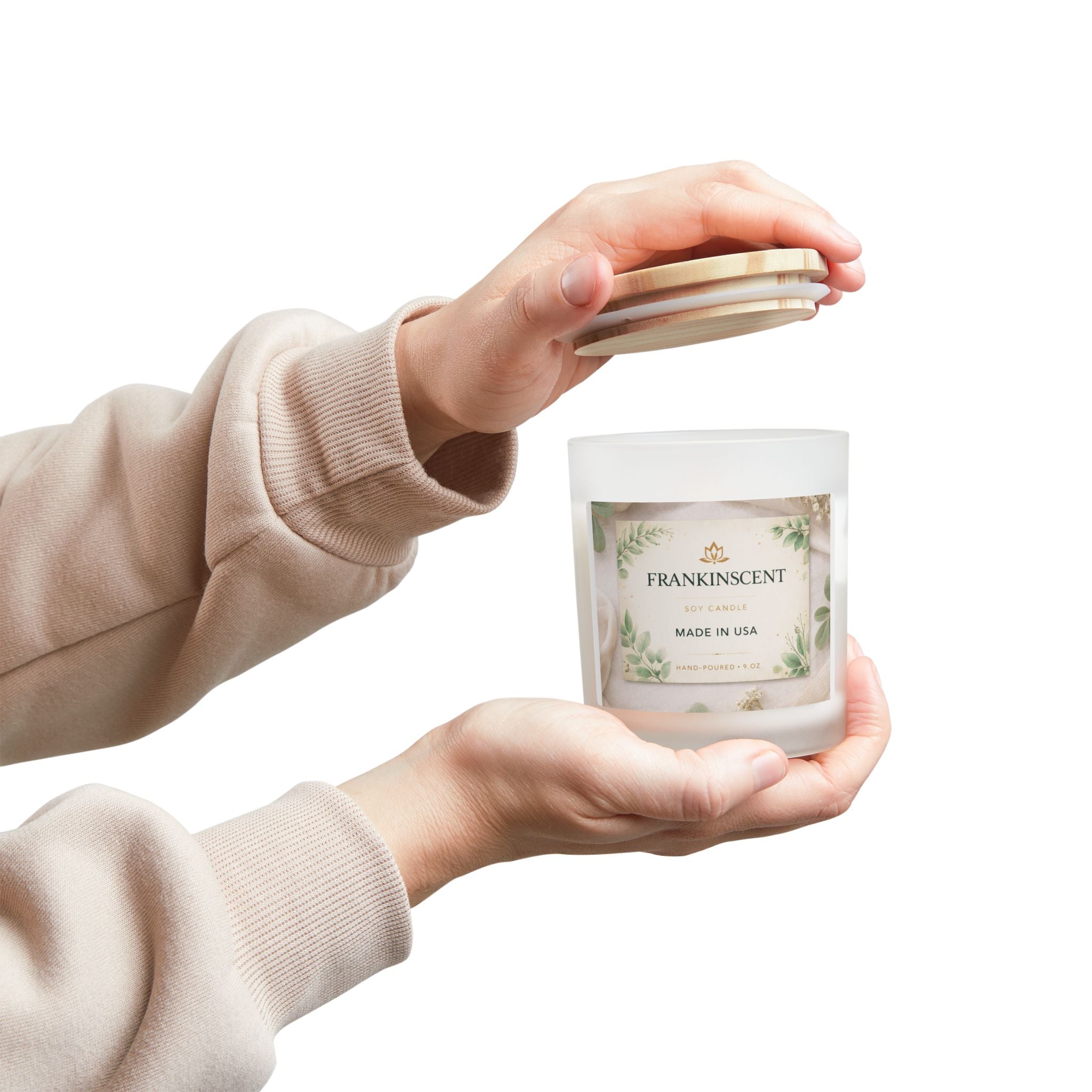 Frosted Glass Candle — 11oz Soy Candle | FRANKINSCENT Made in USA