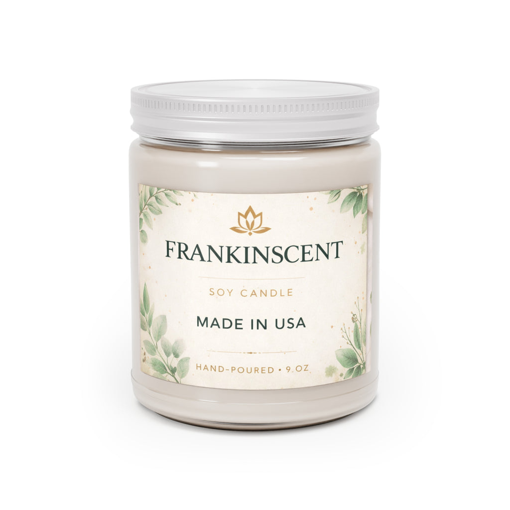 Frankinscent 9oz Soy Candle Jar — Hand-Poured Scented Candle (White Lid)