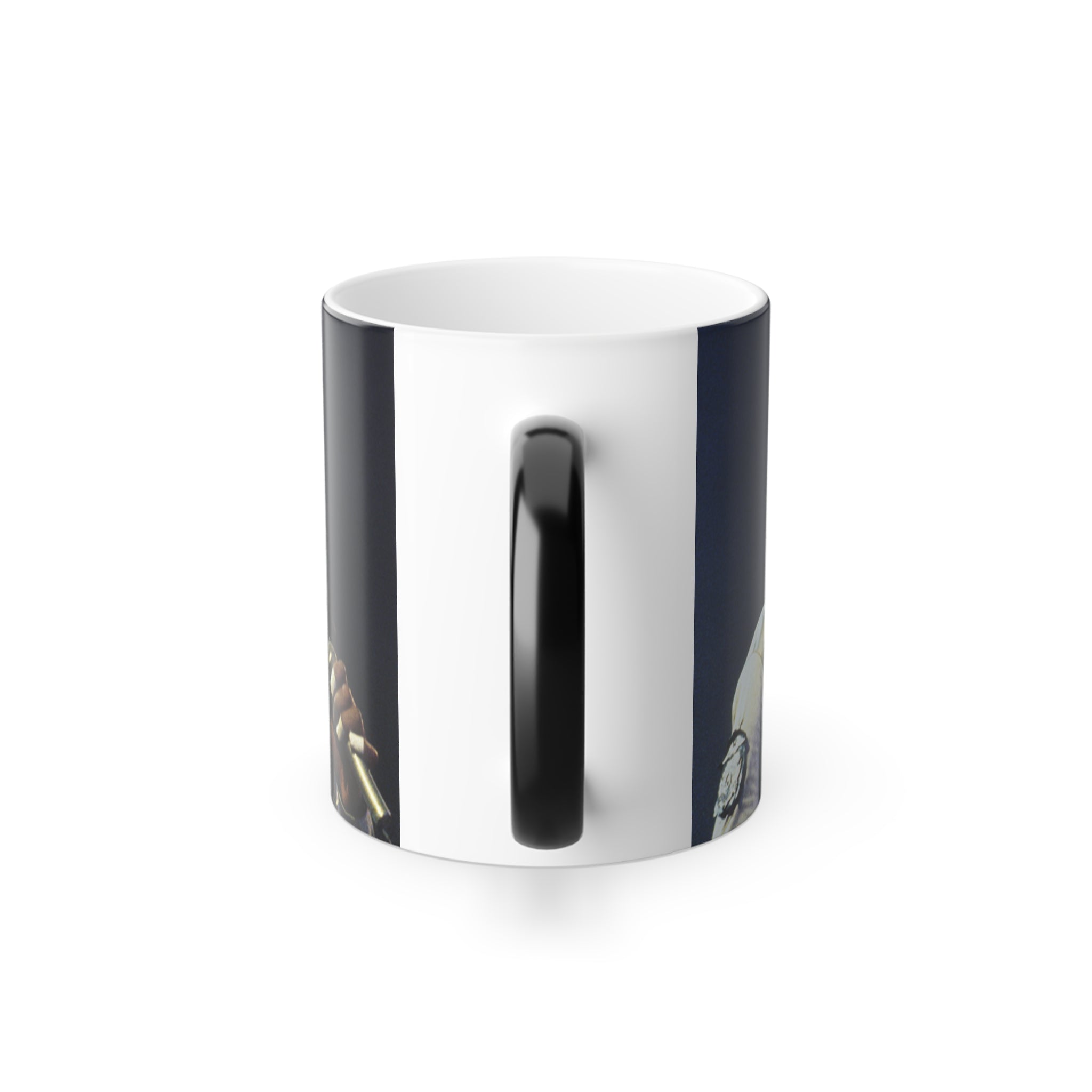Color-Changing 11oz Photo Mug — Vintage Singer Stage Design