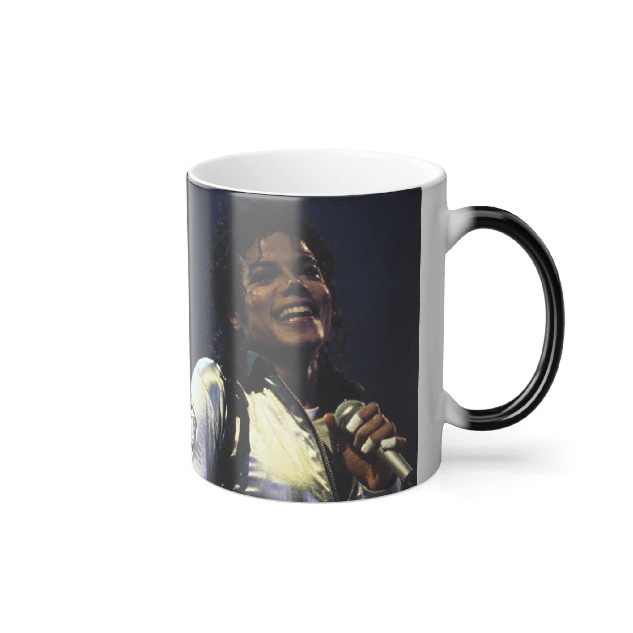 Color-Changing 11oz Photo Mug — Vintage Singer Stage Design