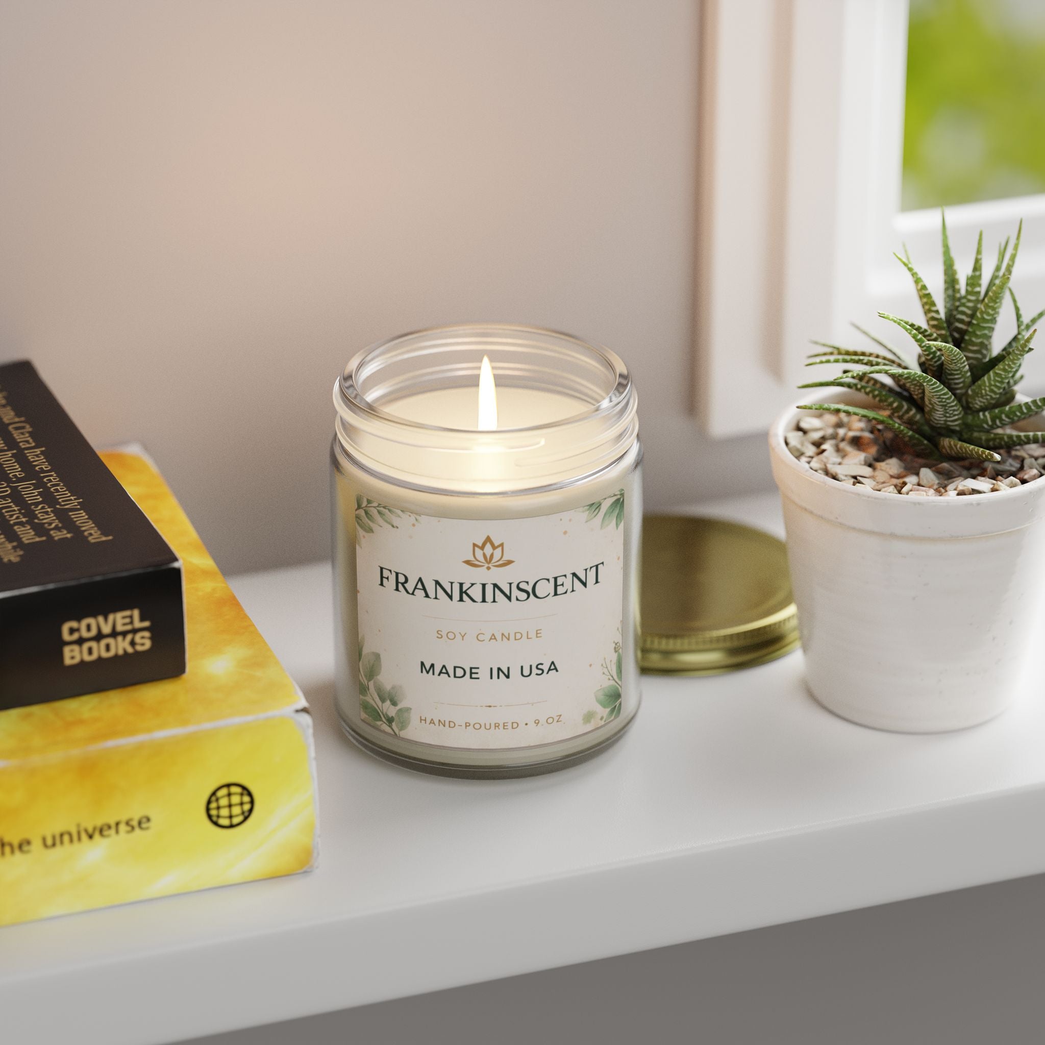 Coconut Apricot Soy Candle — 4oz/9oz Scented Jar (Frankinscent)