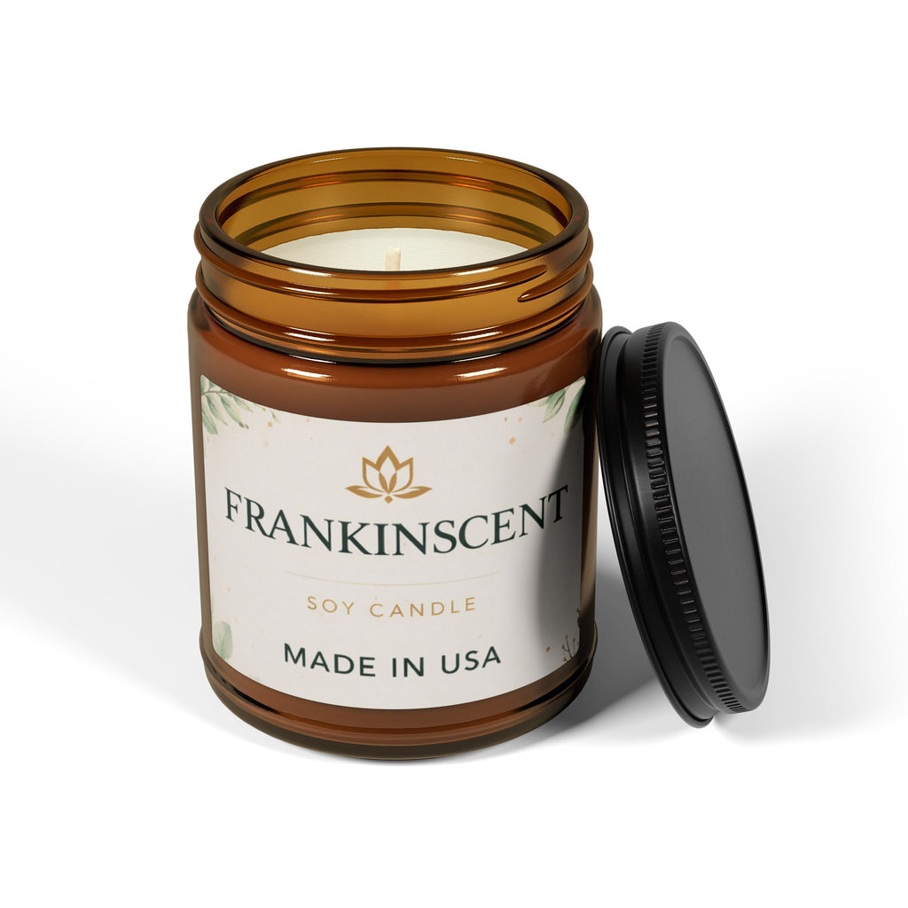 Frankinscent Soy Candle — Scented Amber Jar (Made in USA)