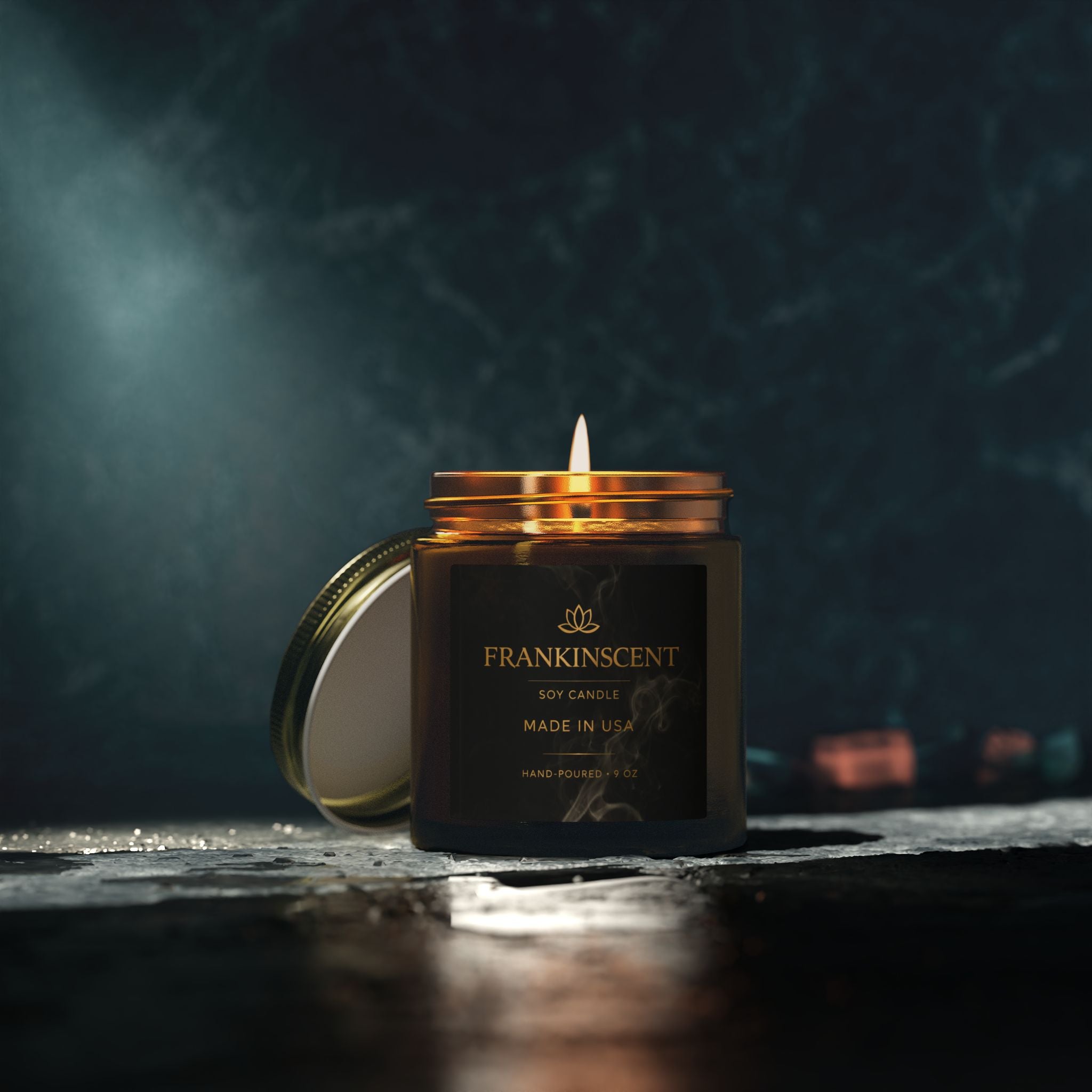 Coconut Apricot Soy Candle — 4oz/9oz Glass Jar (Frankinscent)