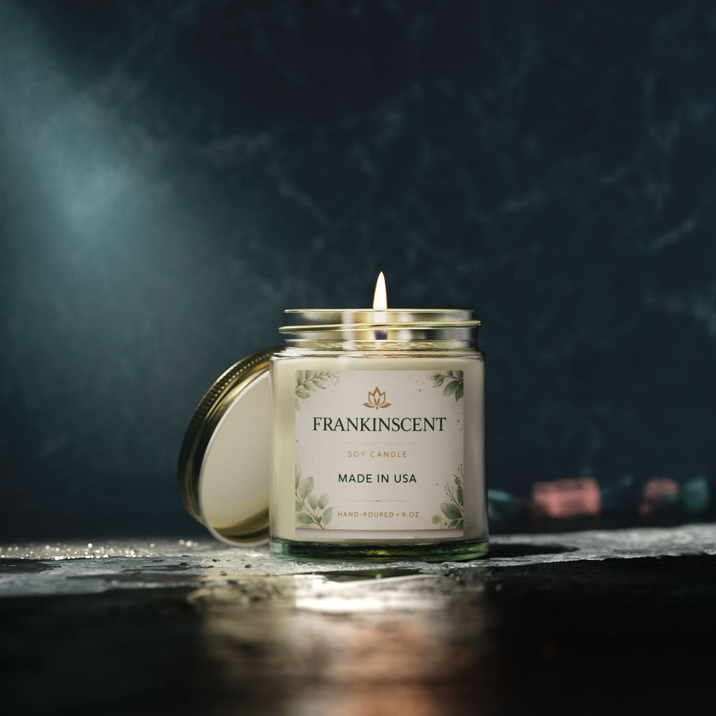Coconut Apricot Soy Candle — 4oz/9oz Scented Jar (Frankinscent)
