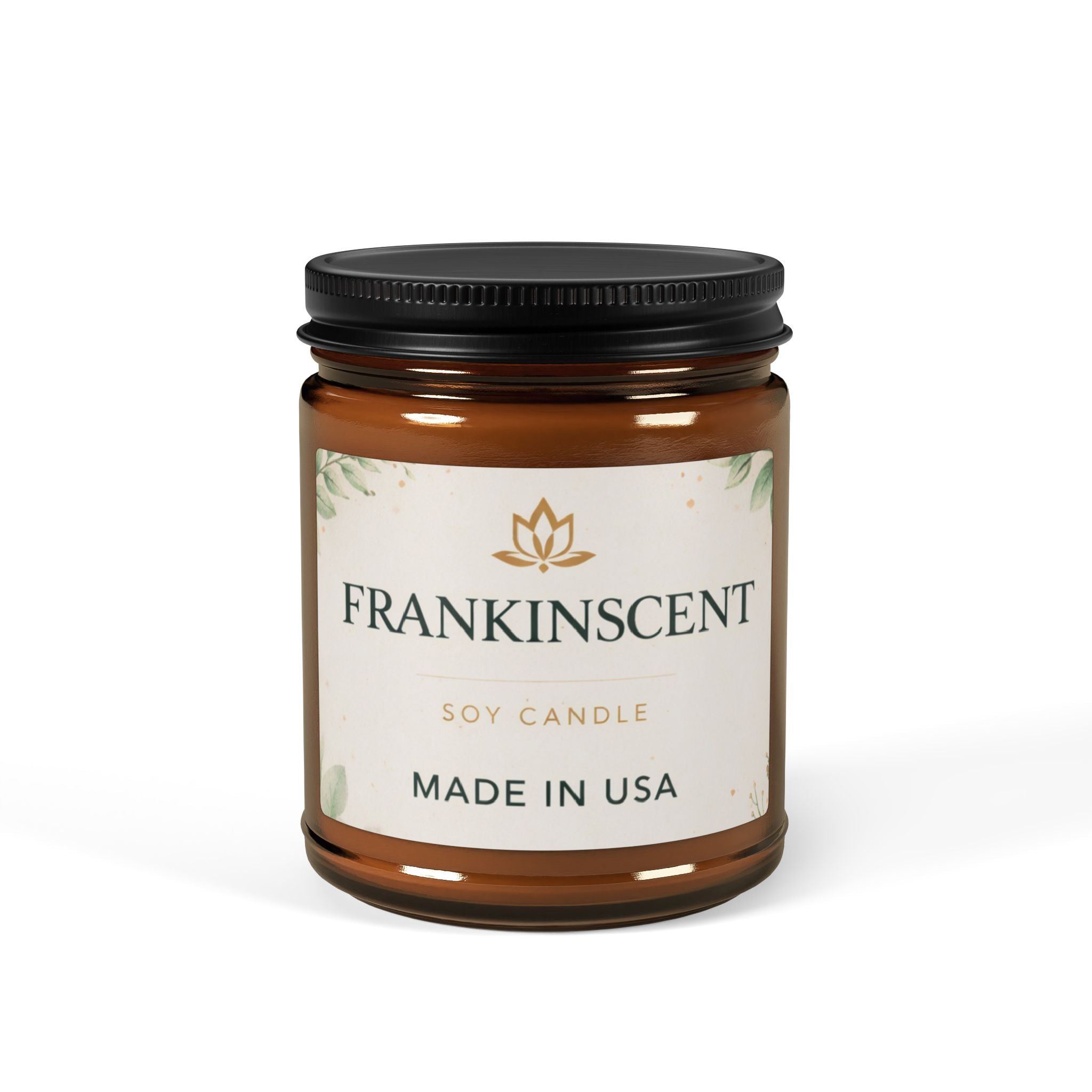 Frankinscent Soy Candle — Scented Amber Jar (Made in USA)