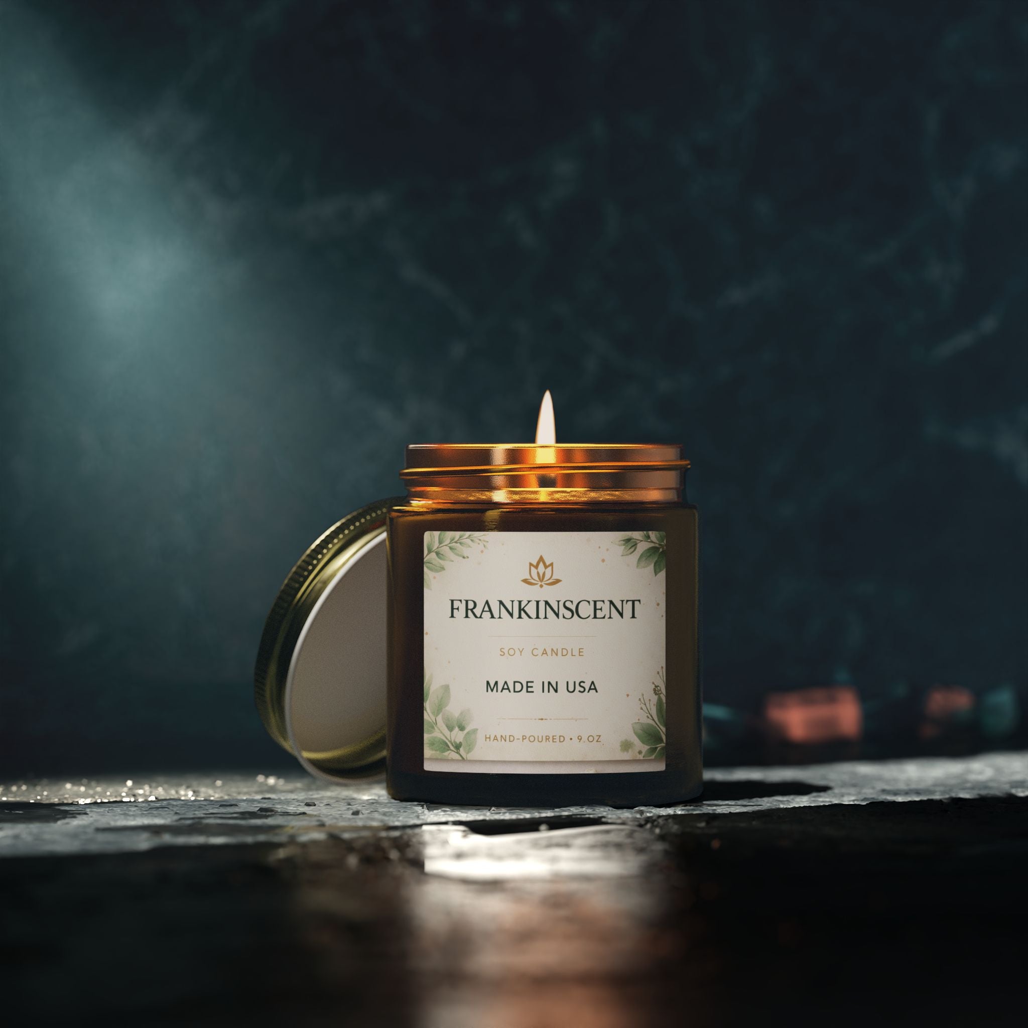Coconut Apricot Soy Candle — 4oz/9oz Scented Jar (Frankinscent)