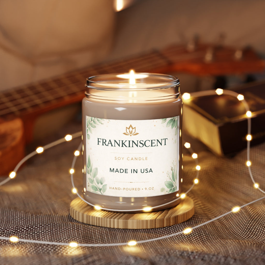 Frankinscent 9oz Soy Candle Jar — Hand-Poured Scented Candle (White Lid)