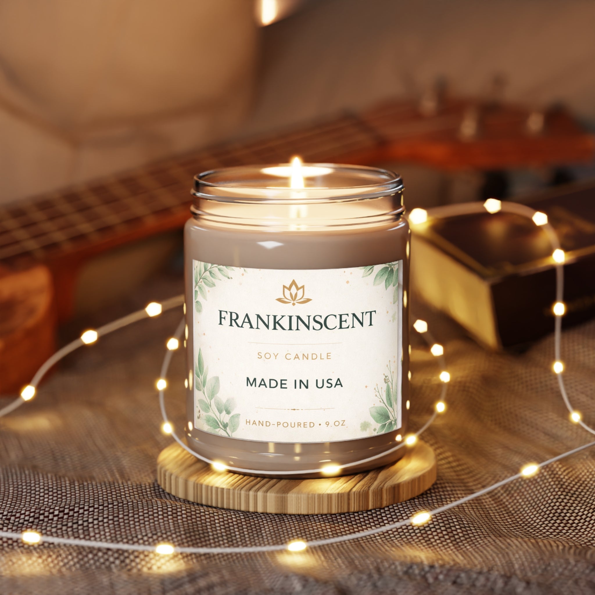 Frankinscent 9oz Soy Candle Jar — Hand-Poured Scented Candle (White Lid)