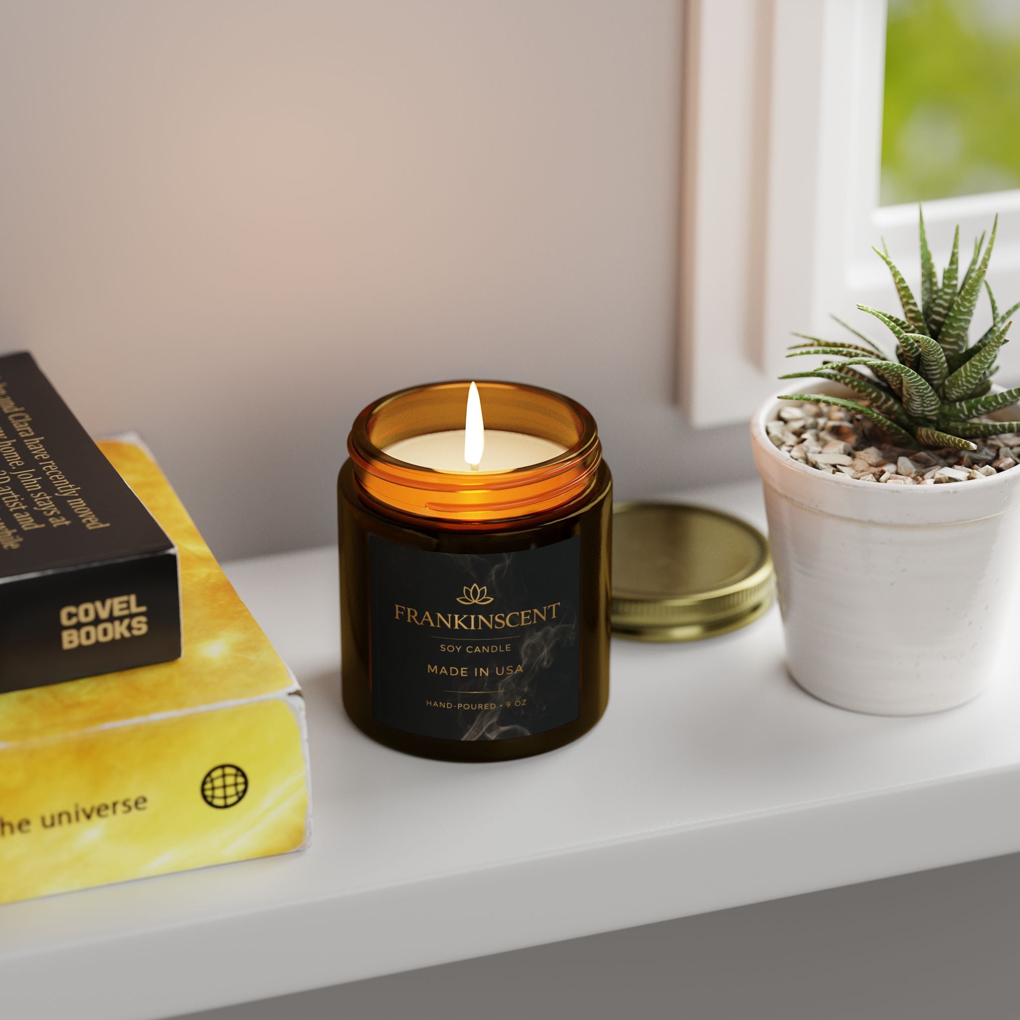 Coconut Apricot Soy Candle — 4oz/9oz Glass Jar (Frankinscent)