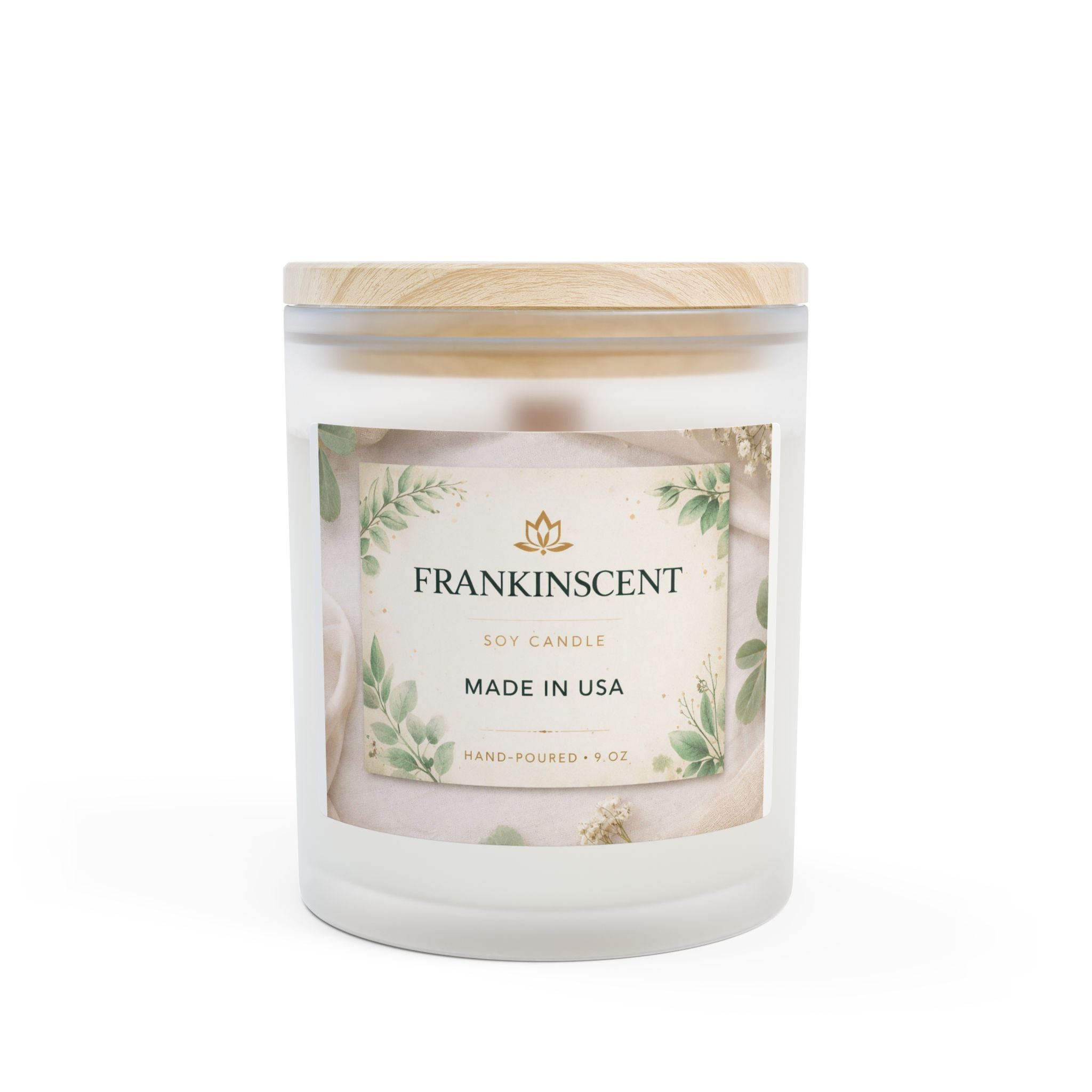 Frosted Glass Candle — 11oz Soy Candle | FRANKINSCENT Made in USA