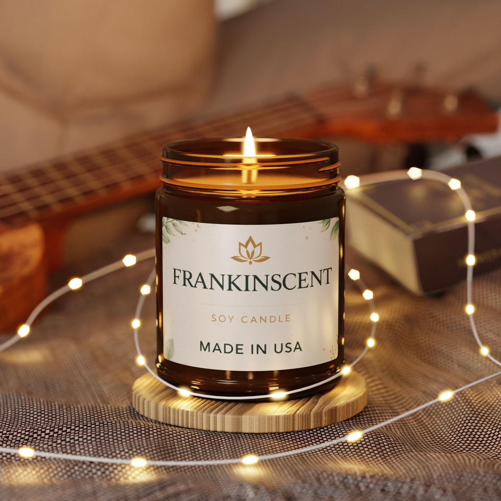 Frankinscent Soy Candle — Scented Amber Jar (Made in USA)