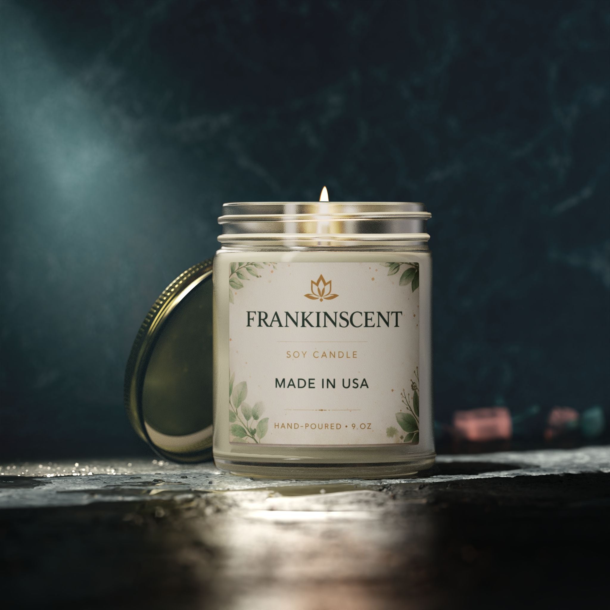 Coconut Apricot Soy Candle — 4oz/9oz Scented Jar (Frankinscent)