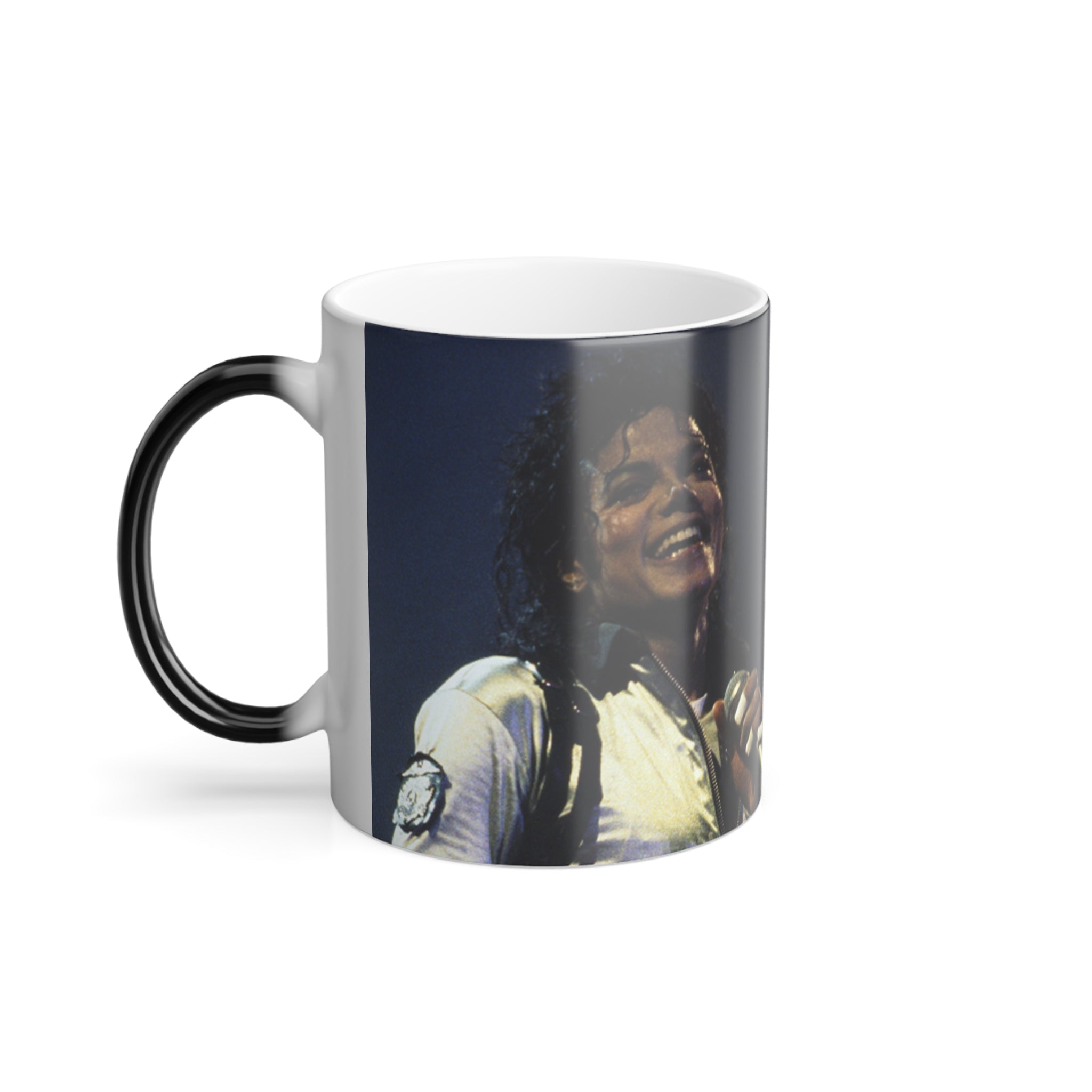 Color-Changing 11oz Photo Mug — Vintage Singer Stage Design