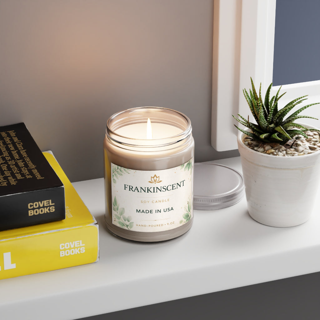 Frankinscent 9oz Soy Candle Jar — Hand-Poured Scented Candle (White Lid)