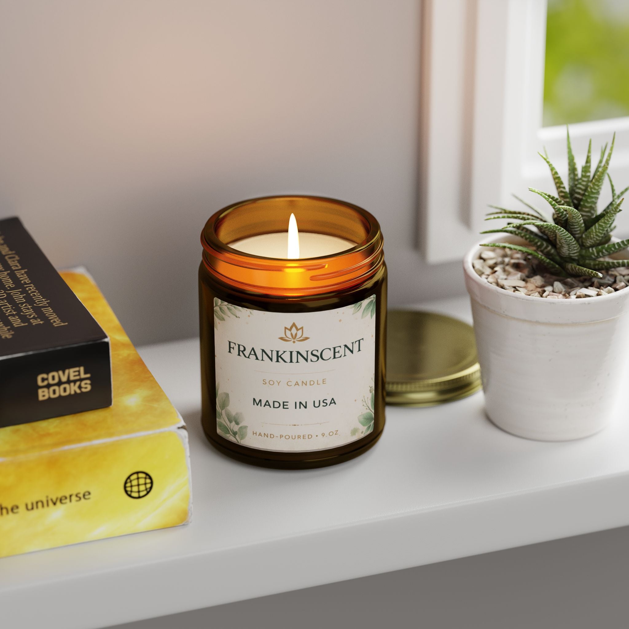 Coconut Apricot Soy Candle — 4oz/9oz Scented Jar (Frankinscent)