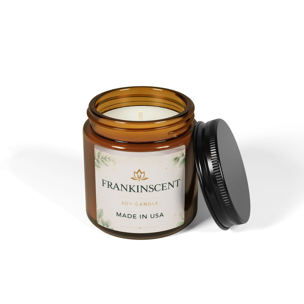Frankinscent Soy Candle — Scented Amber Jar (Made in USA)
