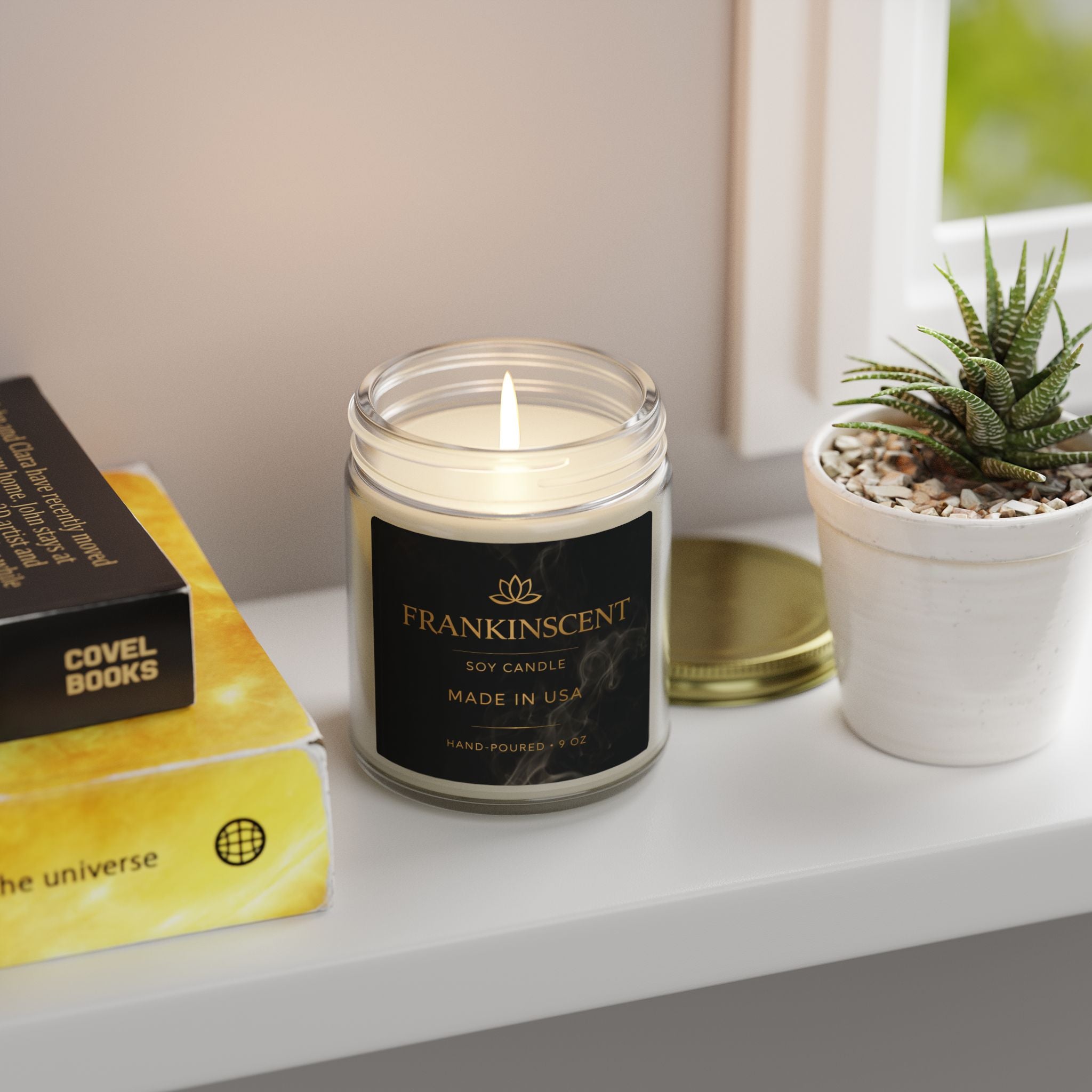 Coconut Apricot Soy Candle — 4oz/9oz Glass Jar (Frankinscent)