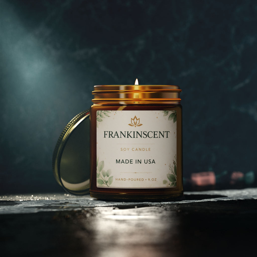 Coconut Apricot Soy Candle — 4oz/9oz Scented Jar (Frankinscent)