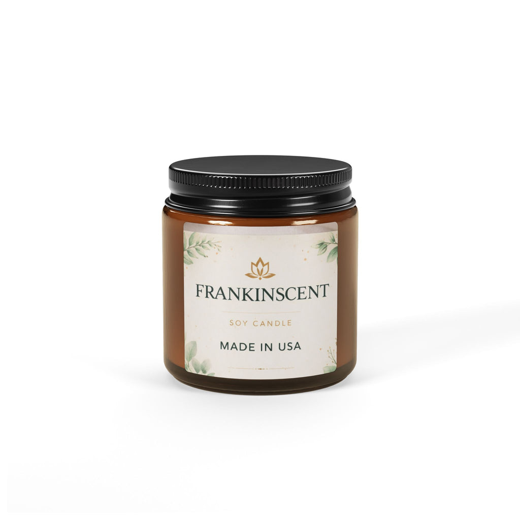 Frankinscent Soy Candle — Scented Amber Jar (Made in USA)