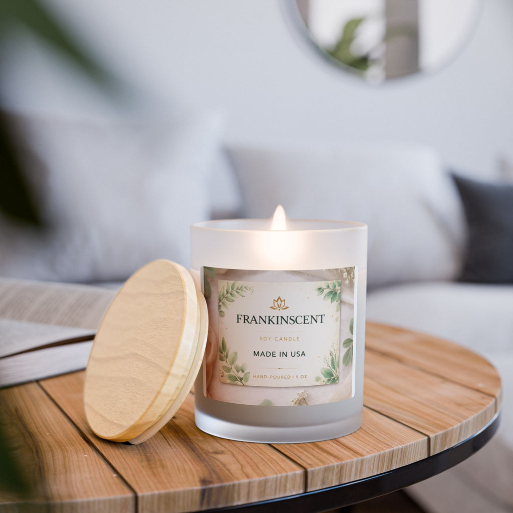 Frosted Glass Candle — 11oz Soy Candle | FRANKINSCENT Made in USA